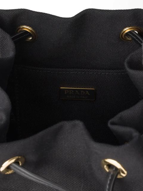 Prada wicker and canvas bucket bag - Black