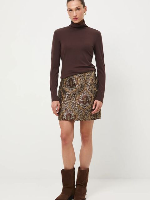 Medicine longsleeve z wełną kolor brązowy z golfem - zdjęcie produktu nr 1