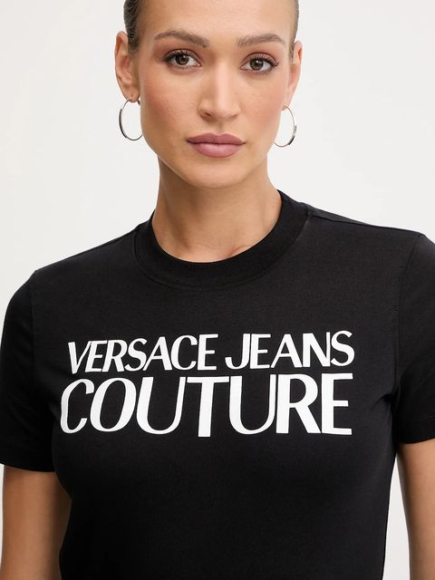 Versace Jeans Couture t-shirt bawełniany damski kolor czarny 79HAHE05 CJ00E