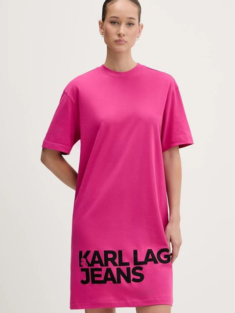 Karl Lagerfeld Jeans sukienka bawełniana kolor różowy mini prosta B1W13054 - zdjęcie produktu nr 1