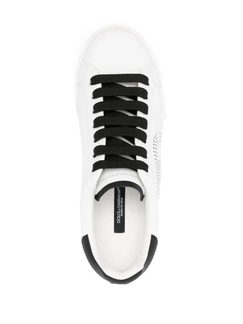 Dolce & Gabbana Portofino perforated-logo leather sneakers - White