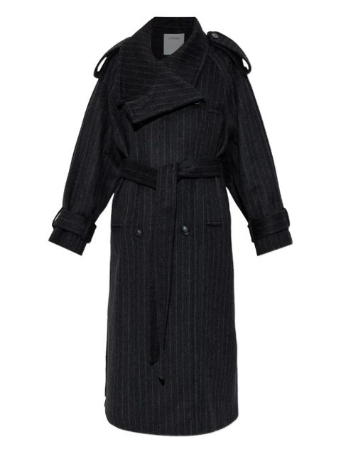 Sportmax pinstripe-pattern belted coat - Black - zdjęcie produktu nr 1