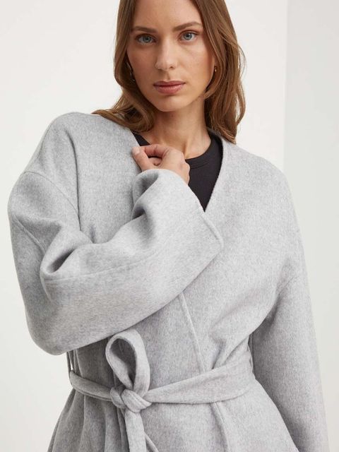 Calvin Klein płaszcz wełniany kolor szary przejściowy K20K207086