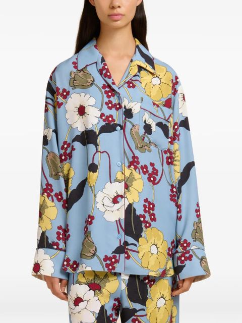 Marni floral-detail long-sleeve shirt - Blue