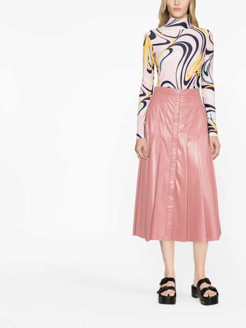 TWINSET faux-leather pleated midi skirt - Pink - zdjęcie produktu nr 2