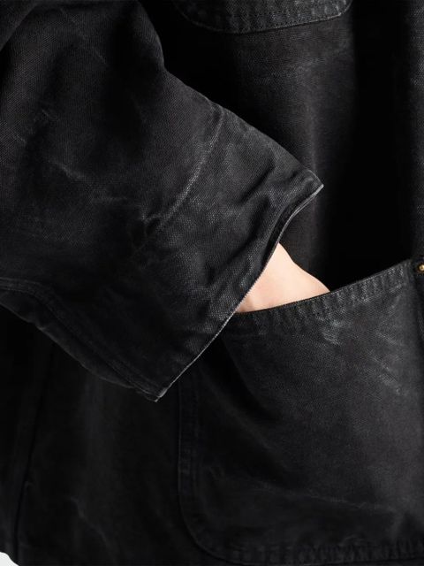 Prada leather-collar cotton jacket - Black