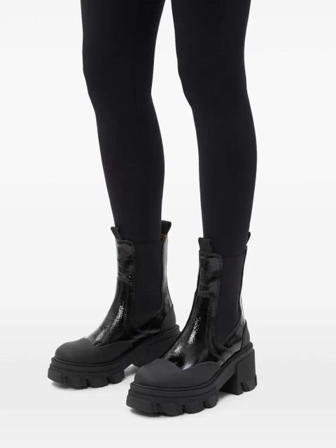GANNI logo-embossed panelled Chelsea boots - Black