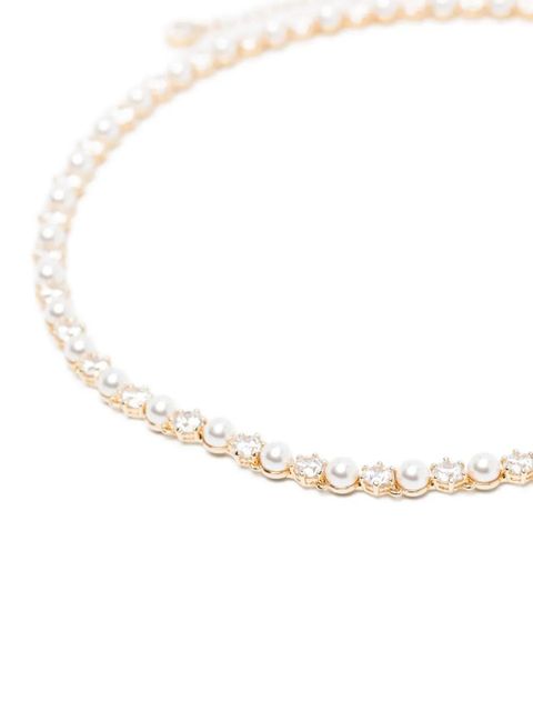 Swarovski Matrix Tennis crystal-pearl necklace - Gold