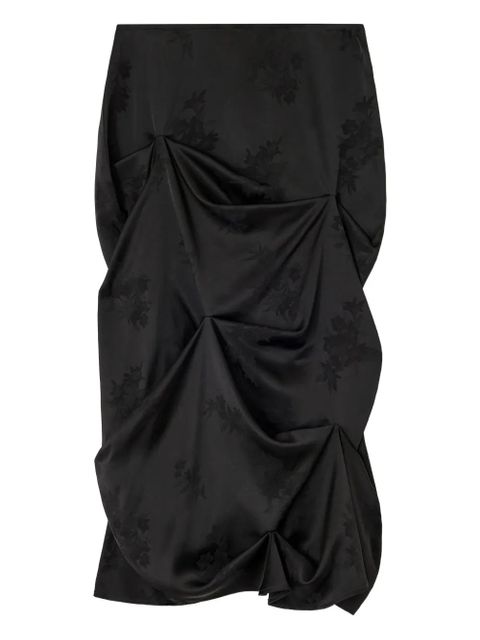 GANNI floral-pattern draped mini skirt - Black - zdjęcie produktu nr 1