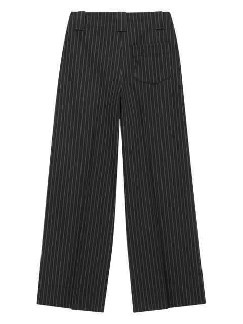 GANNI pinstripe-pattern wide-leg trousers - Black