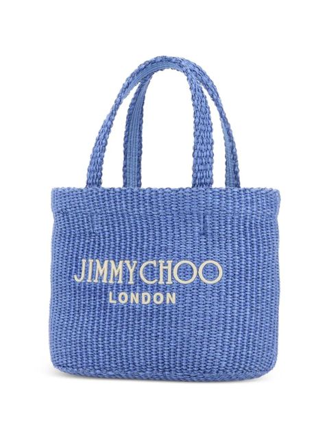 Jimmy Choo raffia small beach shoulder bag - Blue