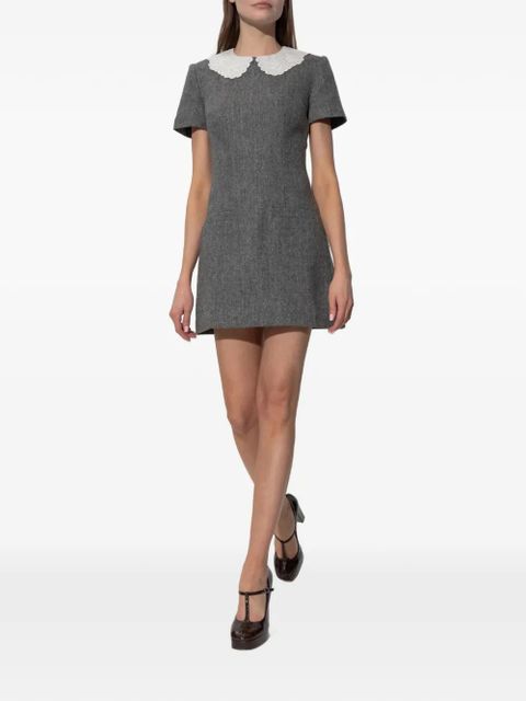 Self-Portrait Herringbone lace collar mini dress - Grey - zdjęcie produktu nr 2