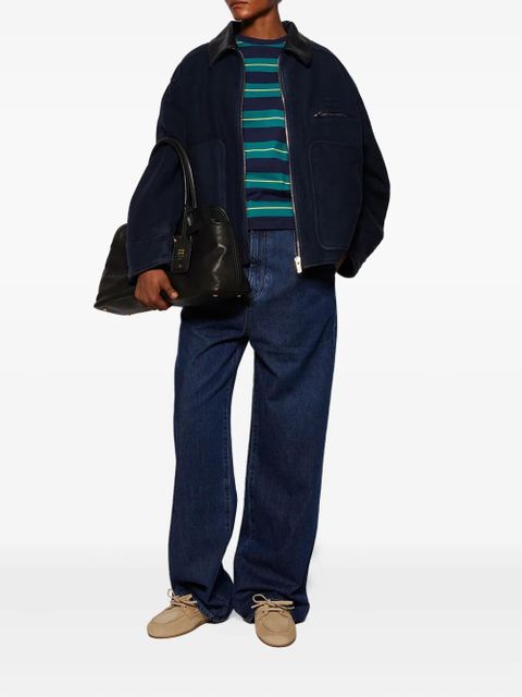 Miu Miu leather-collared padded jacket - Blue - zdjęcie produktu nr 2