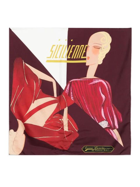 Lanvin illustration-print silk scarf - Red - zdjęcie produktu nr 1