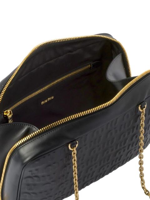 Miu Miu embossed logo leather top-handle bag - Black
