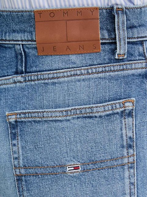 Tommy Jeans szorty jeansowe damskie kolor niebieski gładkie high waist DW0DW20092