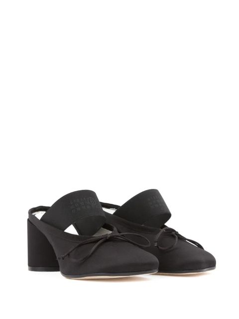MM6 Maison Margiela logo-strap bow-detail mules - Black - zdjęcie produktu nr 2