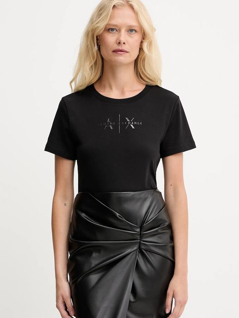 Armani Exchange t-shirt bawełniany damski kolor czarny XW001366 AF10356 - zdjęcie produktu nr 1