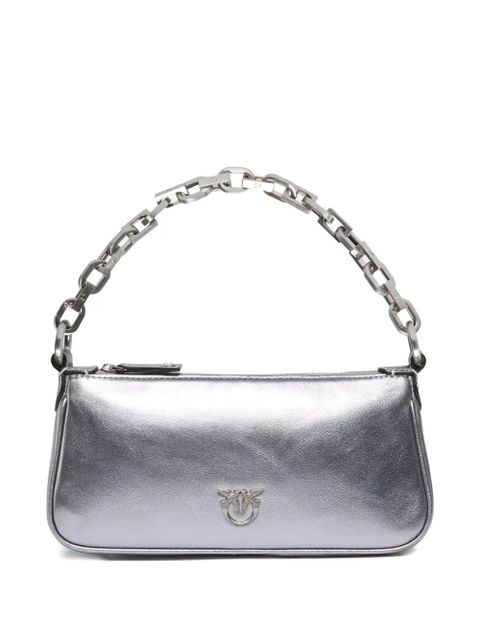 PINKO chain-link metallic leather shoulder bag - Silver - zdjęcie produktu nr 1