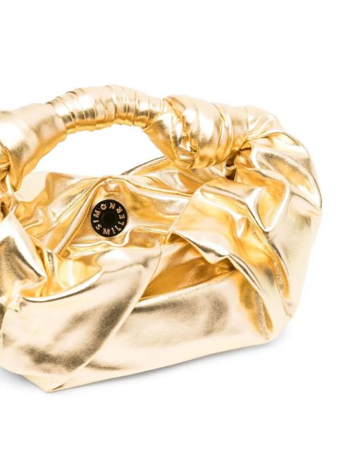 Simon Miller ruched logo-plaque shoulder bag - Gold