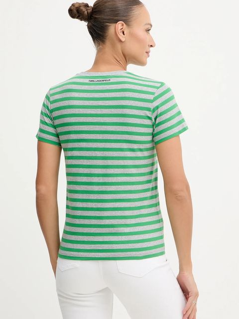 Karl Lagerfeld t-shirt bawełniany IKON damski kolor zielony B1W17037 - zdjęcie produktu nr 2