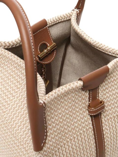 Loro Piana mini woven leather-trimmed tote bag - Neutrals