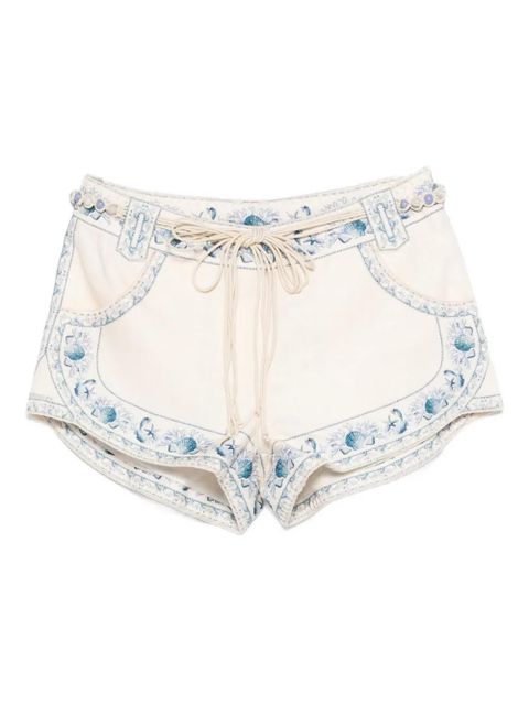 ZIMMERMANN drawstring embroidered shorts - Neutrals