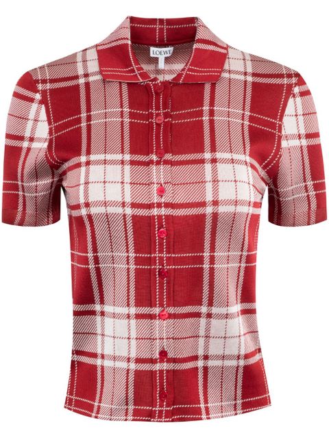 LOEWE plaid-check jacquard polo top - Red