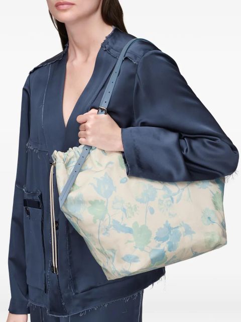 Maison Margiela medium floral-print drawstring-detail cotton tote bag - Blue - zdjęcie produktu nr 2