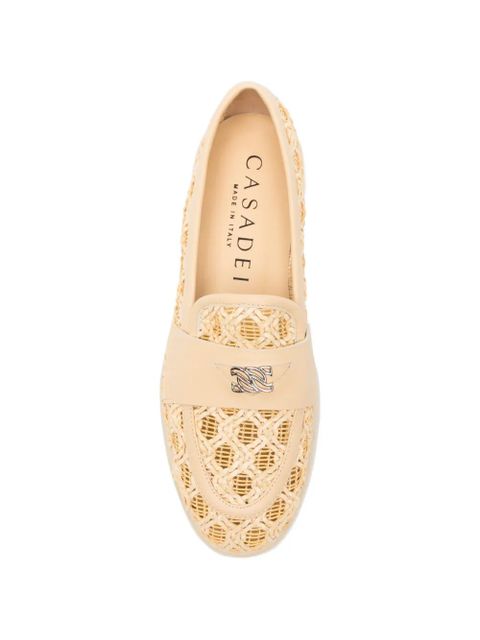 Casadei woven logo-plaque loafers - Neutrals