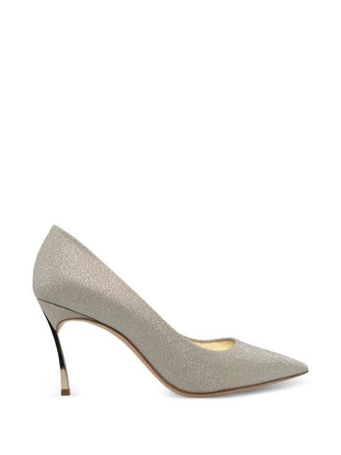 Casadei Blade glitter-effect heeled pumps - Silver - zdjęcie produktu nr 1