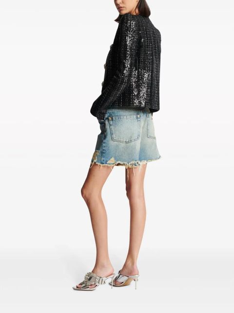 Balmain sequin-embellished tweed jacket - Black
