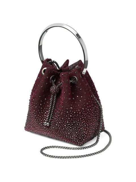 Jimmy Choo Bon Bon embellished circle-handle bucket bag - Red
