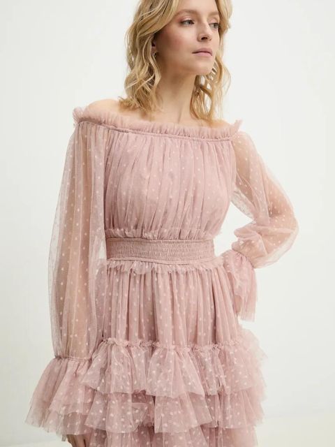 Answear.LAB sukienka kolor beżowy maxi rozkloszowana - zdjęcie produktu nr 2