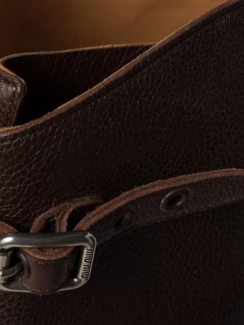 Miu Miu lace-up leather boots - Brown - zdjęcie produktu nr 2