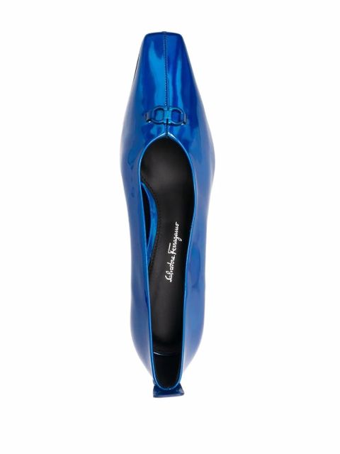 Ferragamo F heel leather pumps - Blue