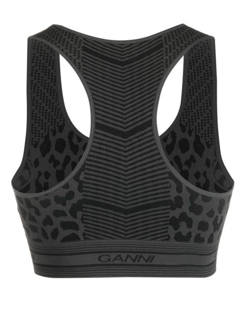 GANNI leopard-print racerback bralette - Black