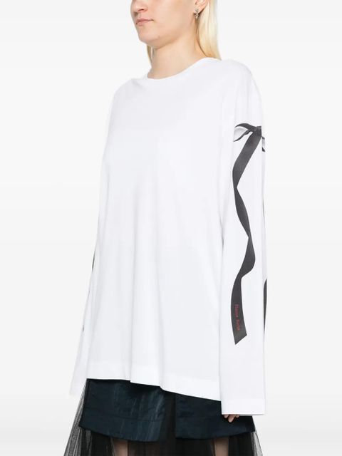 Simone Rocha ribbon bow-print long-sleevesT-shirt - White