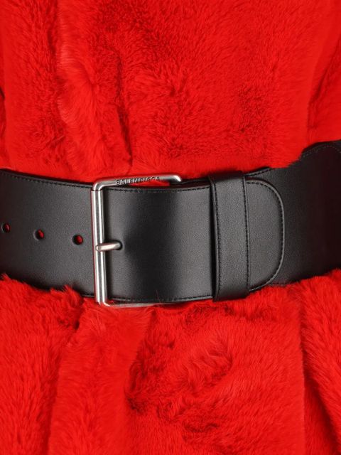 Balenciaga belted faux fur jacket - Red