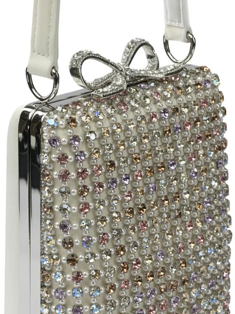 Self-Portrait crystal-embellished mini bag - Silver