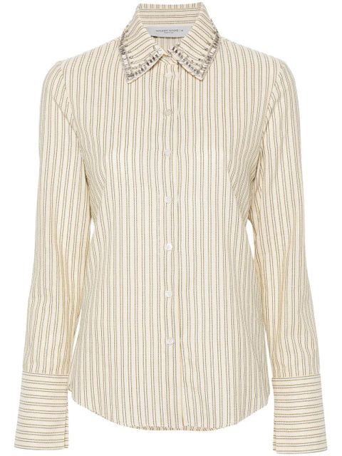 Golden Goose crystal-embellished striped shirt - Neutrals - zdjęcie produktu nr 1