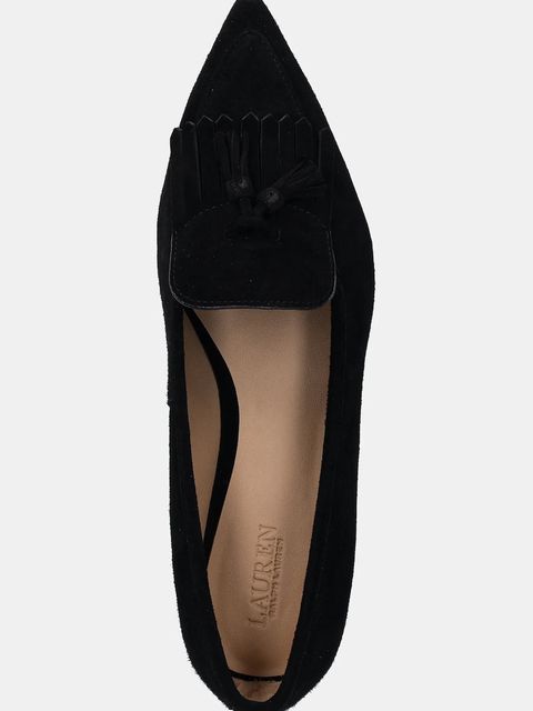 Lauren Ralph Lauren baleriny zamszowe Londyn Klt kolor czarny 802P04175001