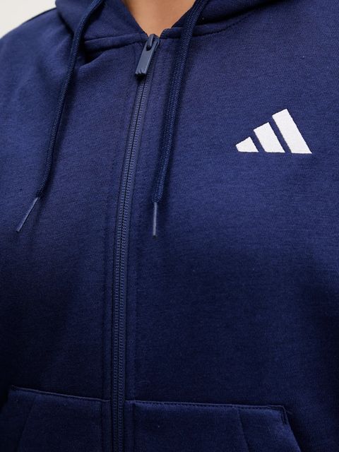 adidas bluza 3-Stripes damska kolor niebieski z kapturem z aplikacją JY3083