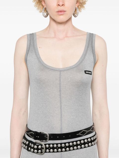 Miu Miu logo-patch dress - Grey