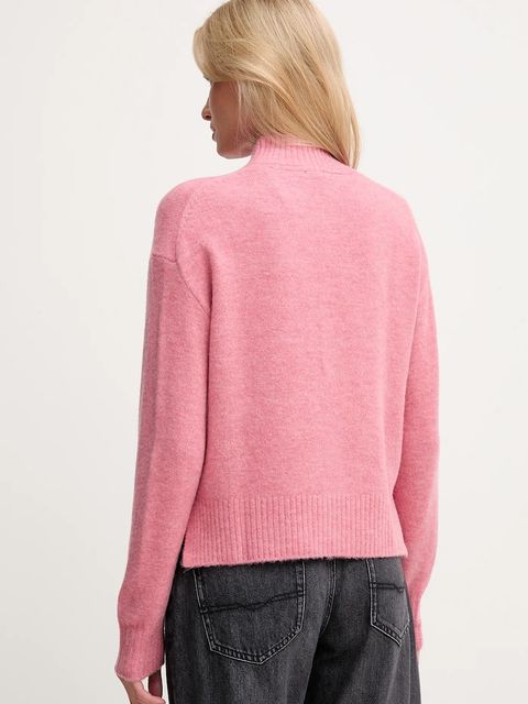 Pepe Jeans sweter z domieszką wełny damski kolor różowy z półgolfem PL7000032 - zdjęcie produktu nr 2