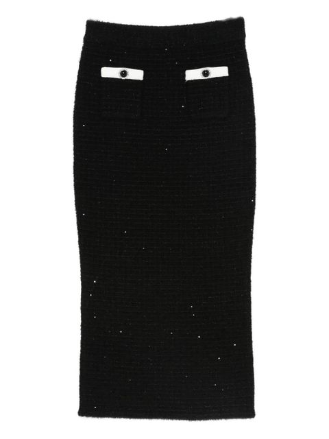 Self-Portrait button-pocket skirt - Black