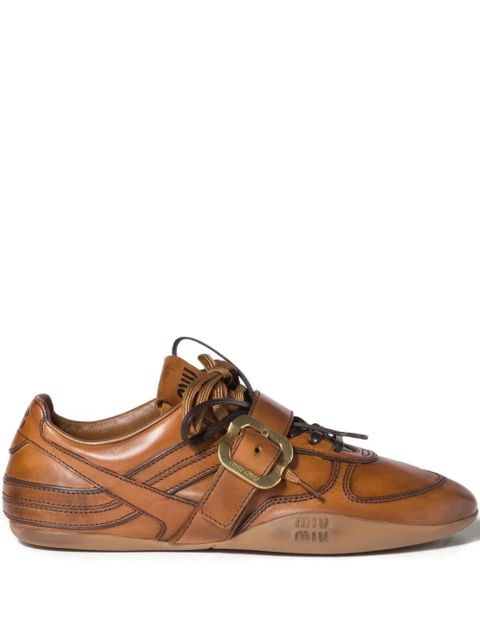 Miu Miu buckle strap leather sneakers - Brown - zdjęcie produktu nr 1