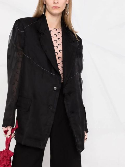 Maison Margiela sheer-panel single-breasted jacket - Black