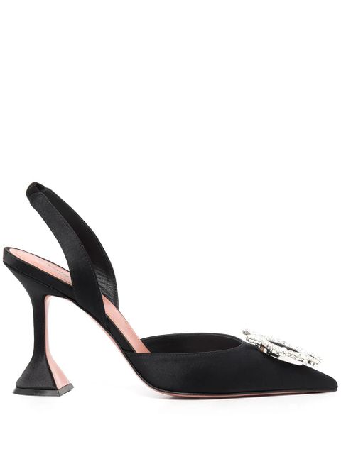 Amina Muaddi 95mm Begum crystal-buckle slingback pumps - Black - zdjęcie produktu nr 1