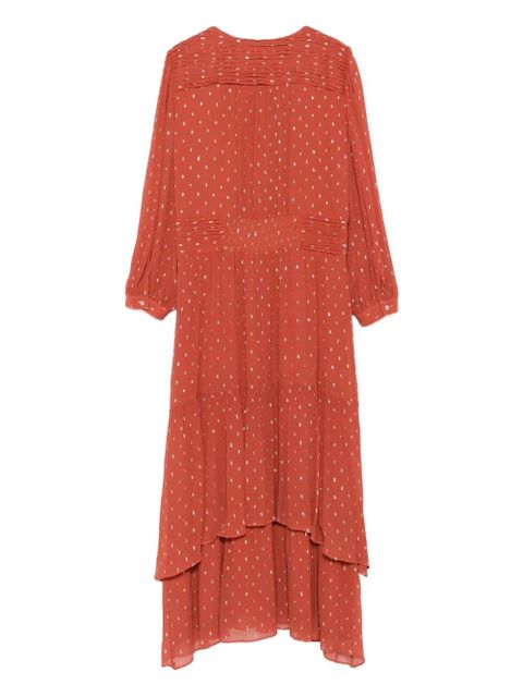 Ba&Sh Maia metallic-dot tiered midi dress - Brown